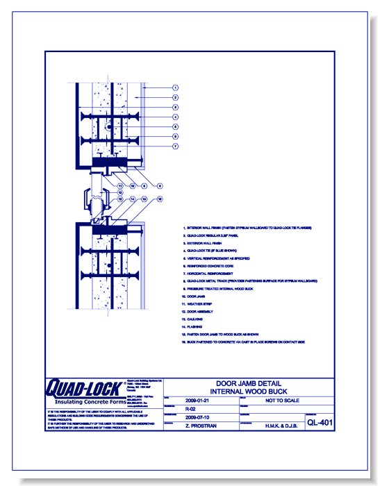 QL-401 Door Jamb Detail Internal Wood Buck