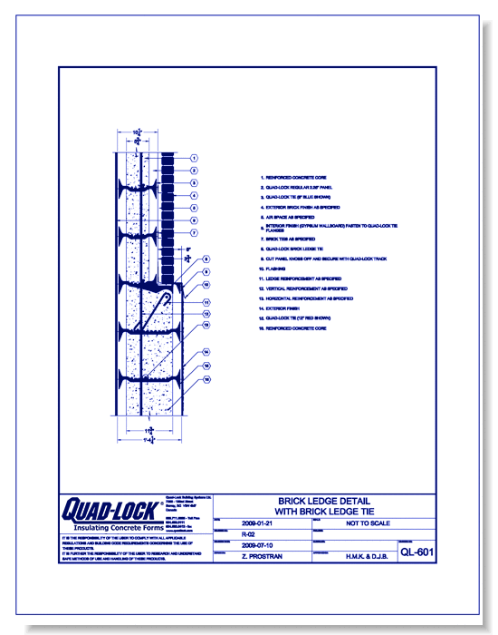 QL-601 Brick Ledge Detail with Brick Ledge Tie
