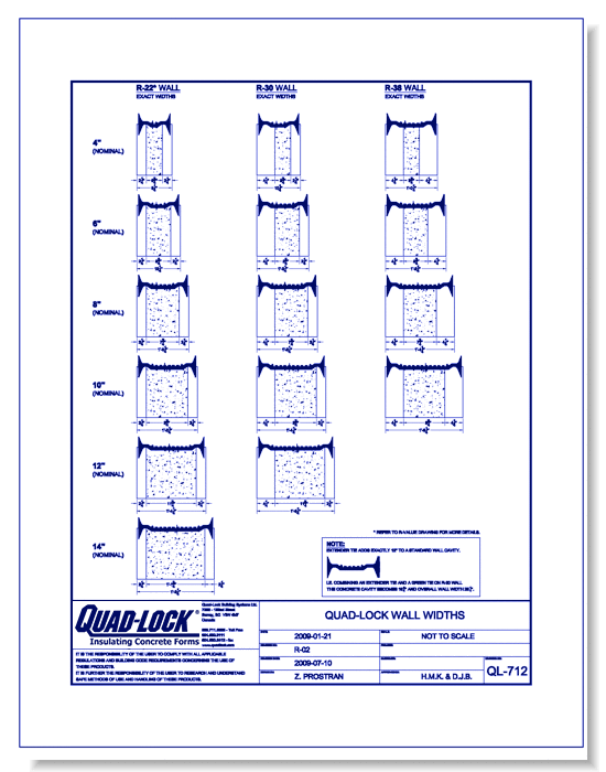 QL-712 Quad-Lock Wall Widths