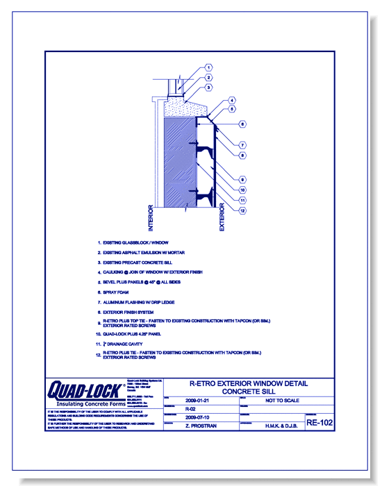 RE-102 Window Detail Concrete Sill