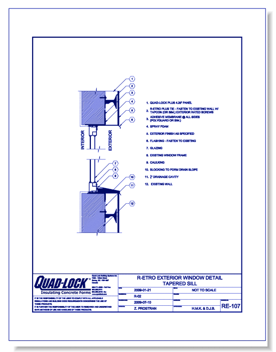 RE-107 Window Detail Tapered Sill