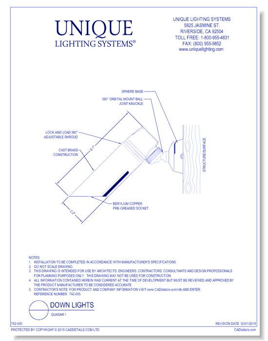 Brass Down Light: Quasar 1