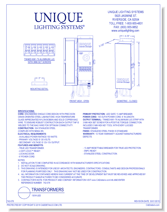 Transformer: 150W LED