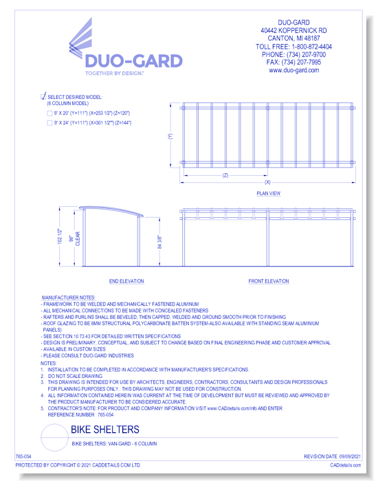 Bike Shelters: Van-Gard - 6 Column