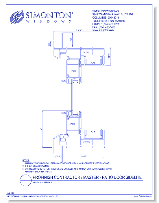 ProFinish Contractor / Master - Patio Door Sidelite, Vertical Assembly