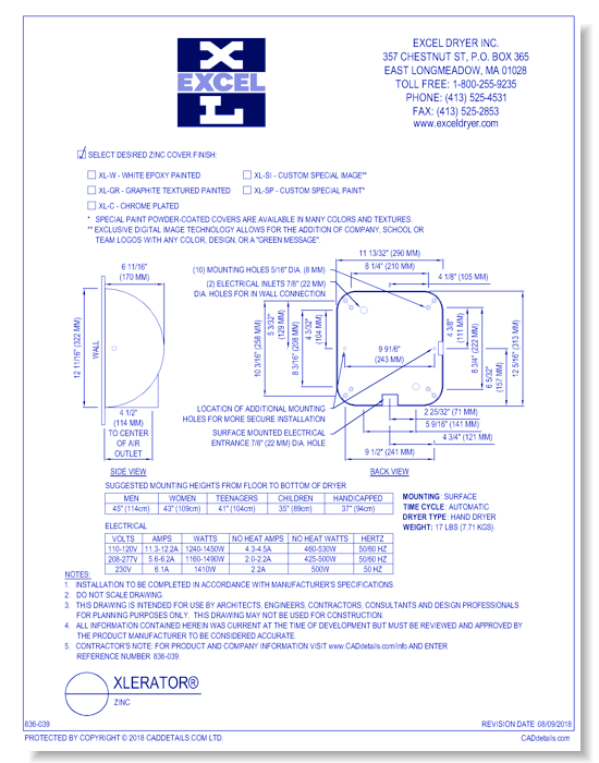 XLERATOR®: Hand Dryer Zinc