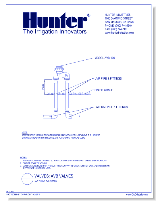 Valves - AVB - AVB w/ UVR PVC Risers