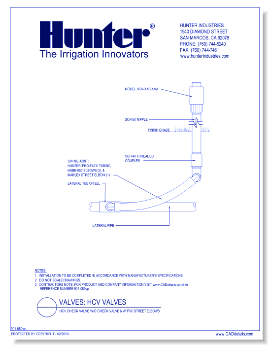 Valves - HCV-XXF-XXM - HCV Check Valve w/ Check Valve & w/ Pro Flex Tubing