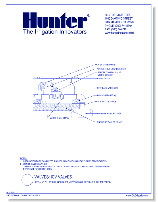 ICV-151 -201G - ICV Valve w/ 1 1/2 or 2 Inch Globe Valve w/o Accuset, Unions & Filter Sentry