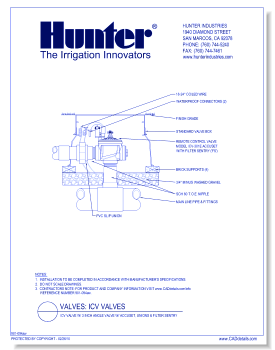 ICV-301EA - ICV Valve w/ 3 Inch Angle Valve w/ Accuset, Unions & Filter Sentry
