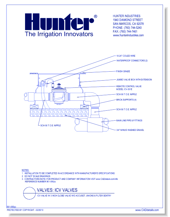ICV-301EG - ICV Valve w/ 3 Inch Globe Valve w/o Accuset, Unions & Filter Sentry