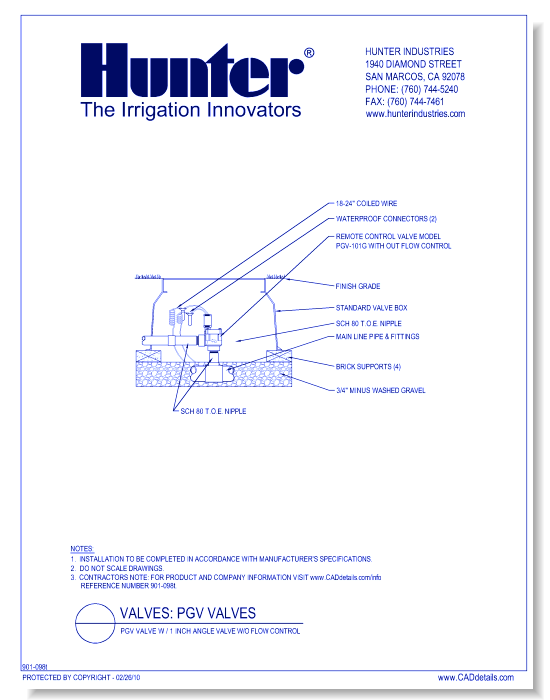 Valves - PGV-100A - PGV Valve w / 1 Inch Angle Valve w/o Flow Control