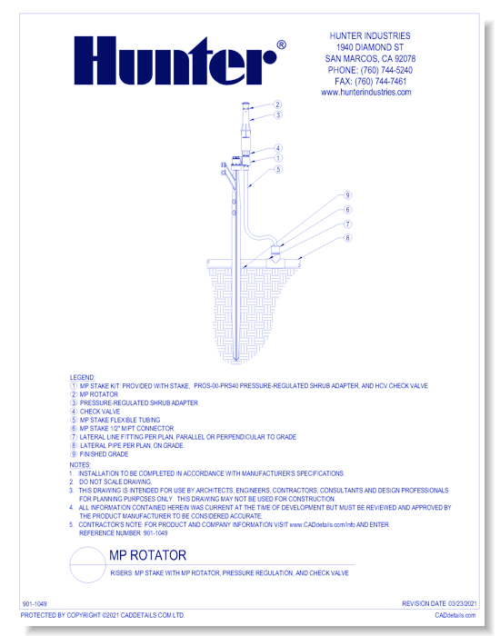 Risers: MP Stake with MP Rotator, Pressure Regulation, and Check Valve