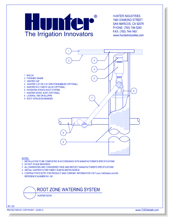 Root Zone Watering System - Hunter RZWS