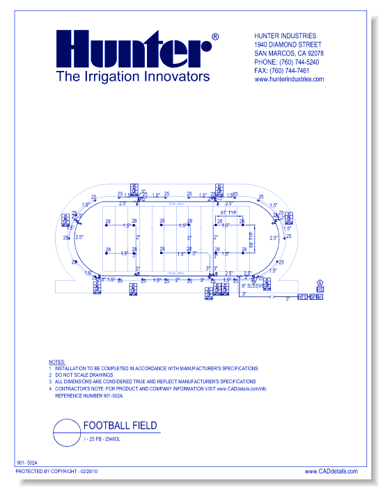 Official Football Field - I-25 Four Row Design Looped Mainline