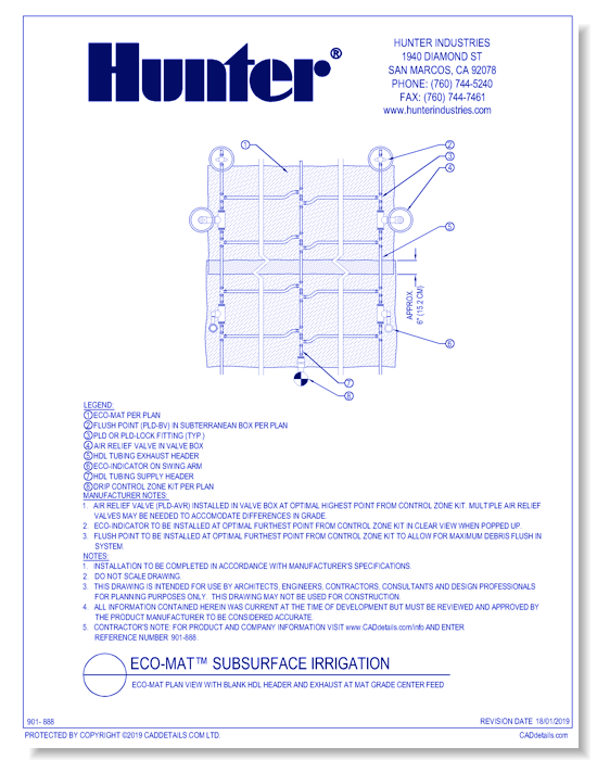 ECO-MAT Plan View with Blank HDL Header and Exhaust at Mat Grade Center Feed