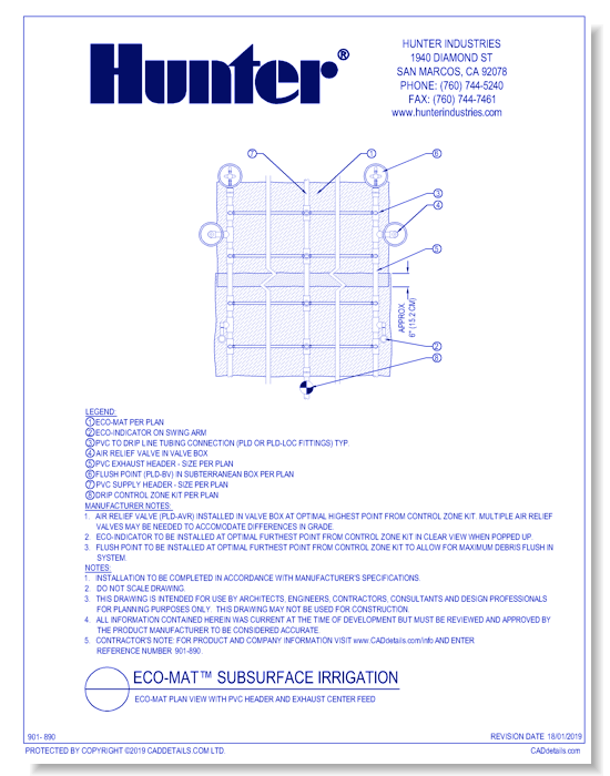 ECO-MAT Plan View with PVC Header and Exhaust Center Feed