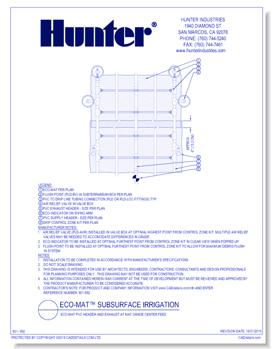 ECO-MAT PVC Header and Exhaust at Mat Grade Center Feed