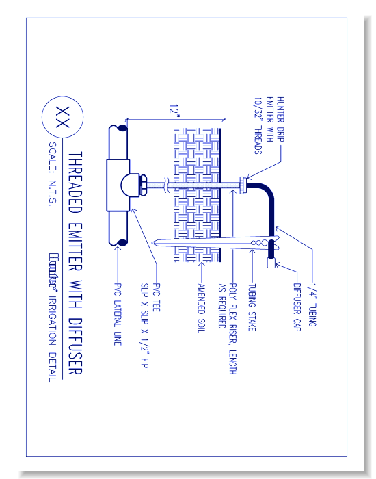 Drip Emitters - Threaded Emitter on Poly Flex Riser with Diffuser