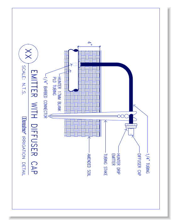 Drip Emitters - Tubing and Supply Stake Buried with Diffuser