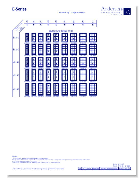 E-Series: Aluminum Clad - Double-Hung & Single-Hung Windows - Elevation
