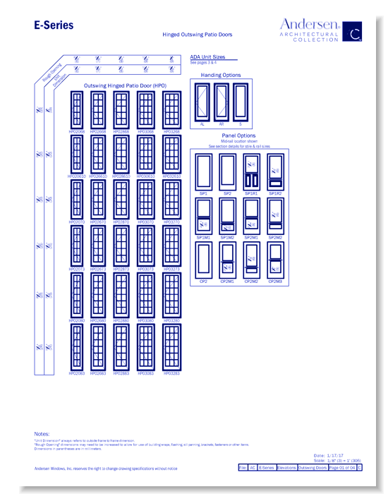 E-Series: Aluminum Clad - Outswing Doors - Elevation