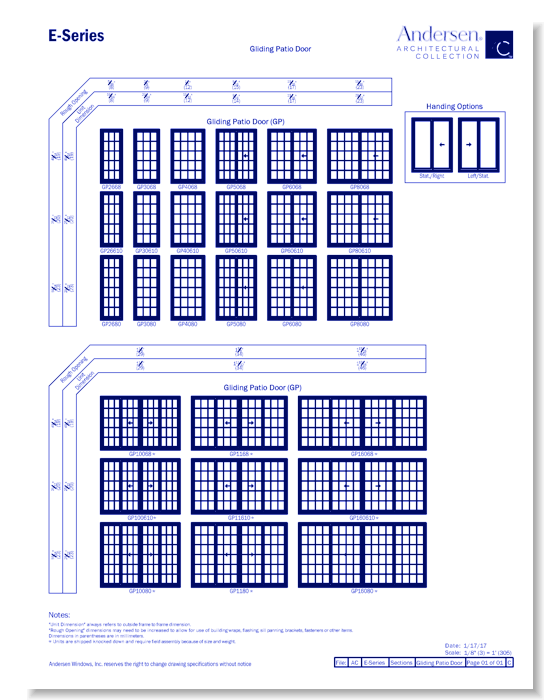 E-Series: Aluminum Clad - Gliding Doors - Elevation