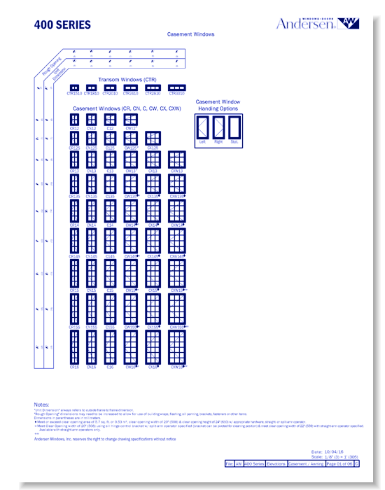 400 Series: Vinyl Clad - Casement & Awning Windows - Elevation