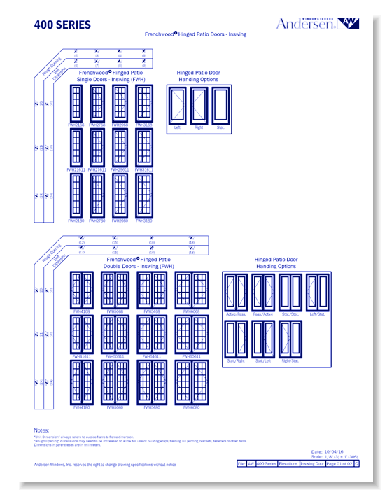 400 Series: Composite Clad - Frenchwood Inswing Doors - Elevation