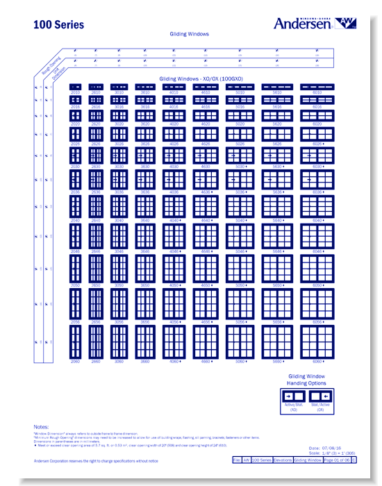 100 Series: Composite - Gliding Windows - Elevation