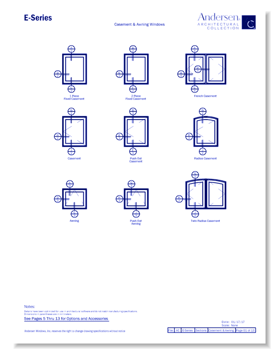 E-Series: Aluminum Clad - Casement & Awning Windows - Section