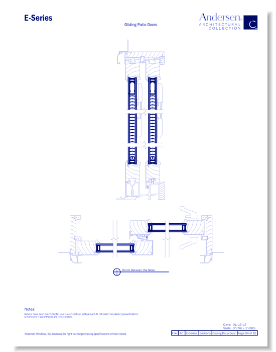 E-Series: Aluminum Clad - Gliding Doors - Section