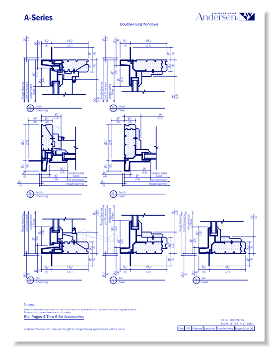 A-Series: Composite Clad - Double-Hung Window - Section
