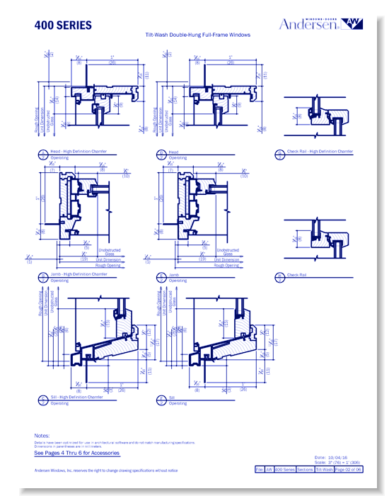 400 Series: Vinyl Clad - Tilt-Wash Double-Hung Windows - Section