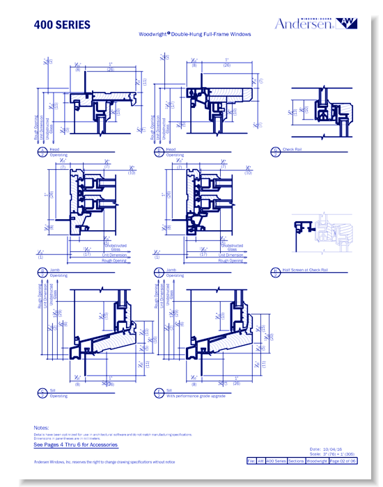 400 Series: Composite Clad - Woodwright Double-Hung Windows - Section