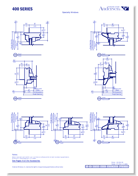 400 Series: Vinyl or Composite Clad- Specialty Windows - Section