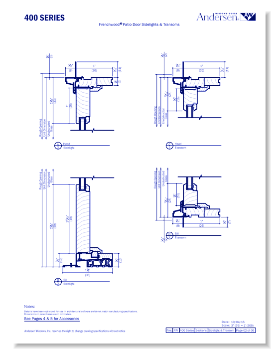 400 Series: Composite Clad - Frenchwood Sidelights & Transoms - Section