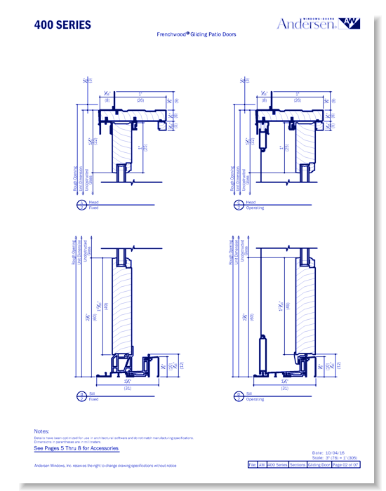 400 Series: Vinyl Clad - Frenchwood Gliding Doors - Section