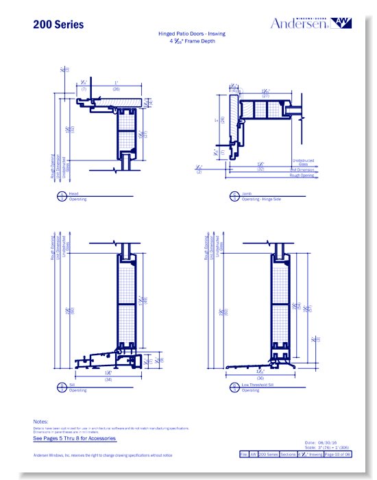 200 Series: Composite Clad - Hinged Patio Door - Inswing - Section