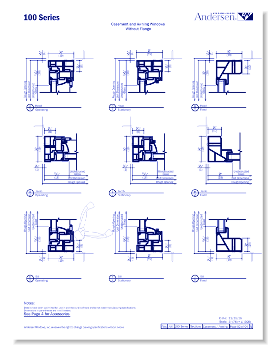 100 Series: Composite - Casement & Awning Windows - Section