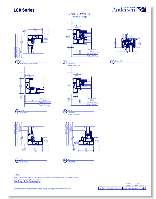 100 Series: Composite - Single-Hung Windows - Section