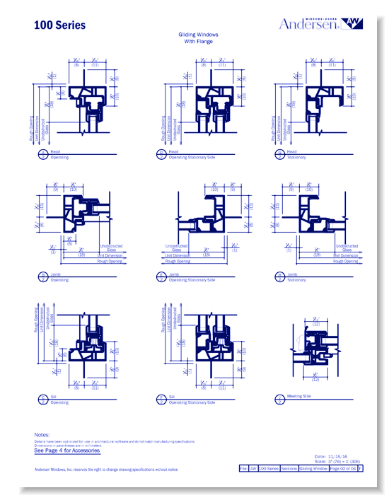100 Series: Composite - Gliding Windows - Section