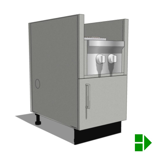 OBBxx01 Low:  Low Cabinet Burner Base 1 Door