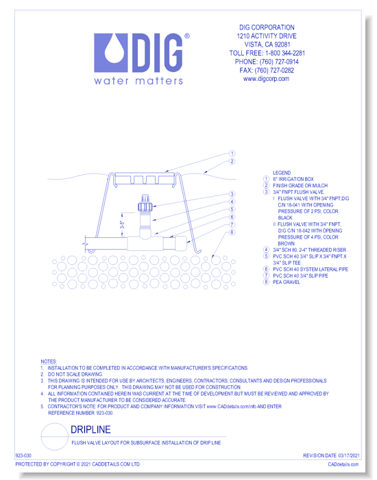 Flush Valve Layout for Subsurface Installation of Drip Line