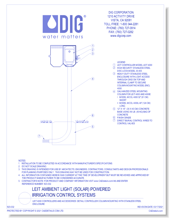 LEIT 4000 Controllers And Accessories - Detail Controller Column Mounting with Stainless Steel Enclosure