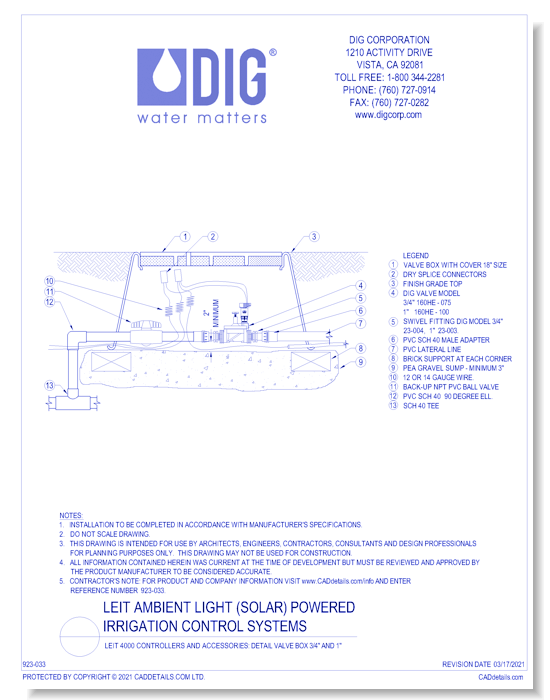 LEIT 4000 Controllers And Accessories - Detail Valve Box 3/4" and 1"