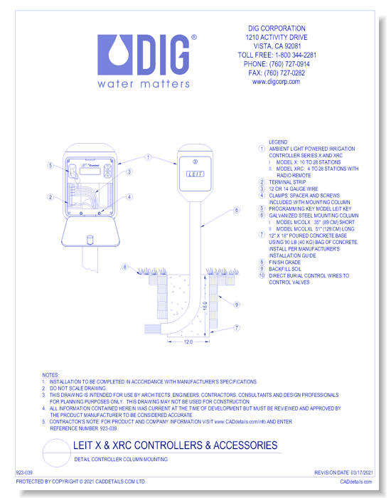LEIT X & XRC Controllers And Accessories - Detail Controller Column Mounting