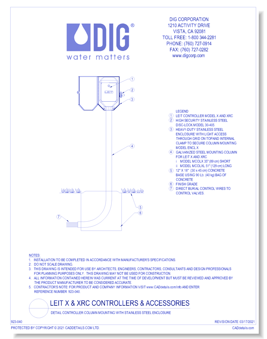 LEIT X & XRC Controllers And Accessories - Detail Controller Column Mounting with Stainless Steel Enclosure