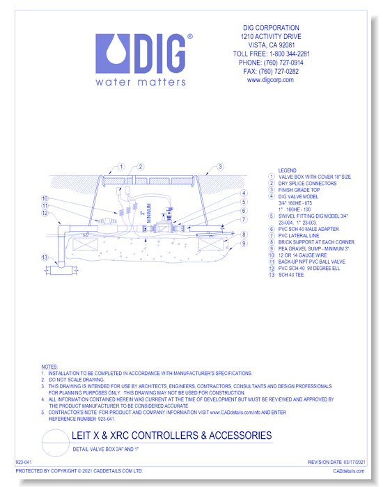 LEIT X & XRC Controllers And Accessories - Detail Valve Box 3/4" and 1"