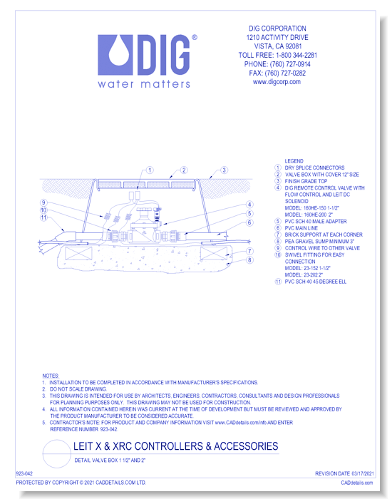 LEIT X & XRC Controllers And Accessories - Detail Valve Box 1 1/2" and 2"